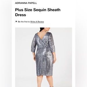 ADRIANNA PAPELL gunmetal silver Sequin Sheath Dress 22W NWT 💕💚